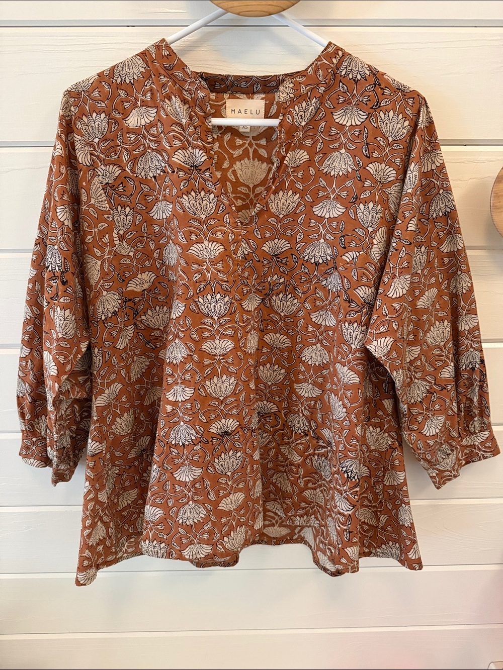 MAELU Block Print Cotton Boho Top